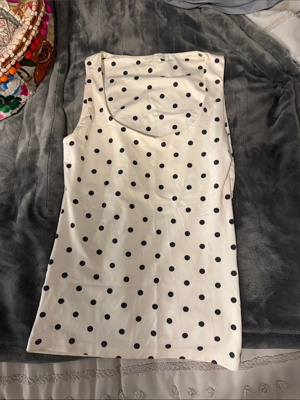 Zara White Tank Top with Black Polka Dots